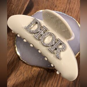 Dior Ivory Hair Clip with Sparkling Accents rhinestone claw clip new